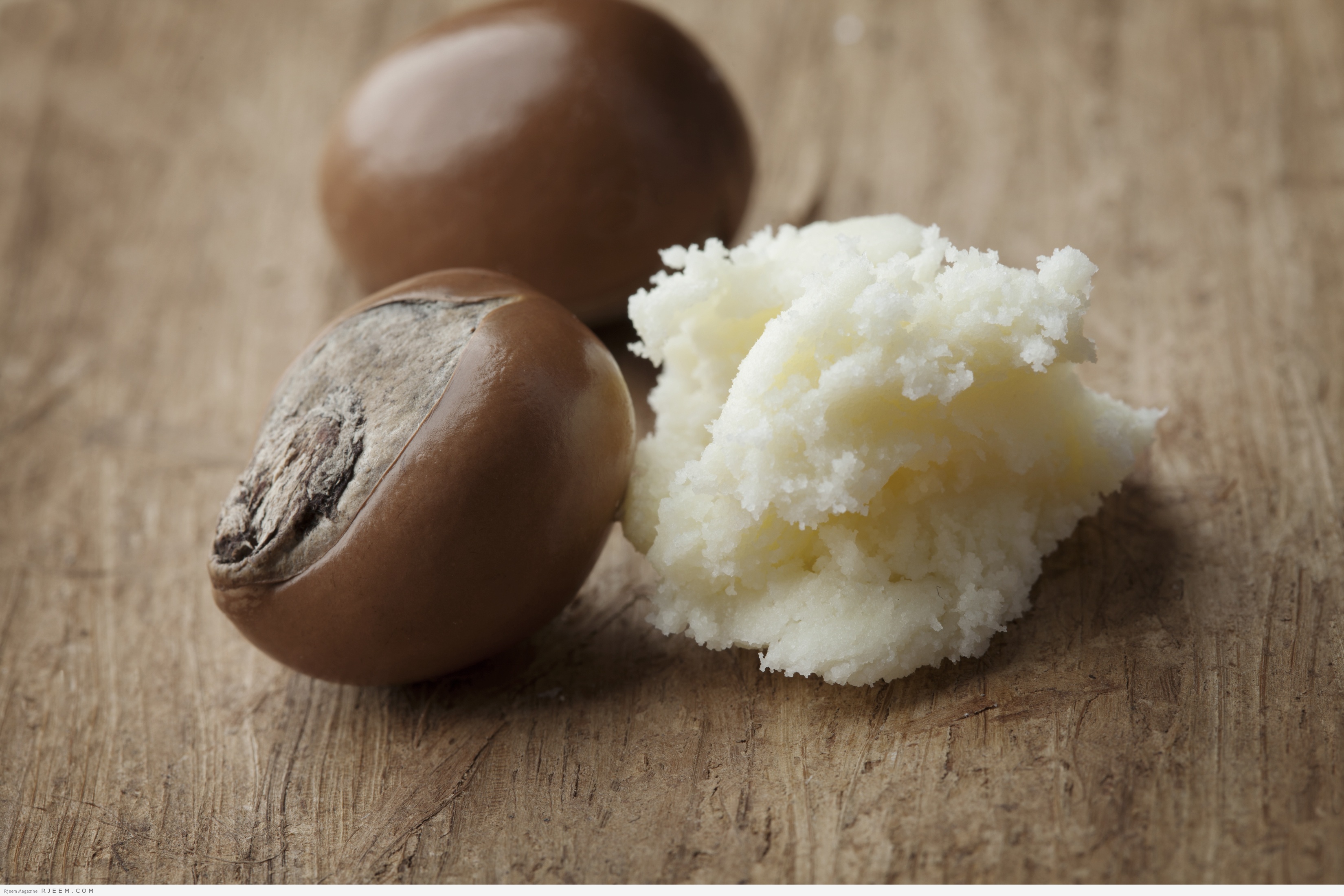 closeup of shea butter and shea nuts