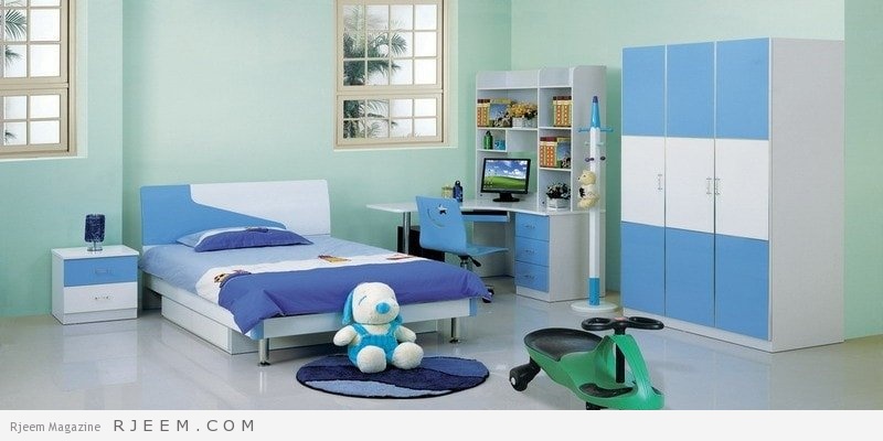ديكورات غرف نوم اولاد باللون الازرق